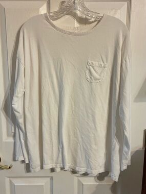 Talbots White Long-Sleeve Pocket Tee